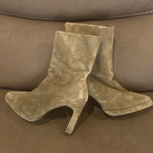 Newport News Genuine Leather Heeled Boots -Olive/Brown